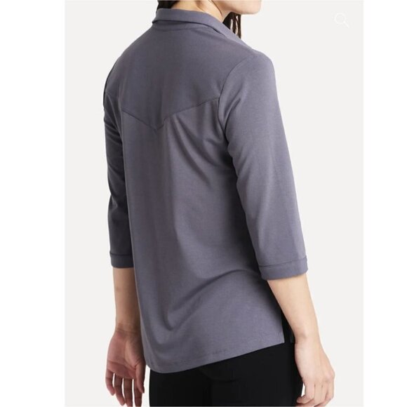 Betabrand | Annie Button up shirt in Storm Grey - Picture 9 of 10